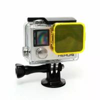 Подводный жёлтый фильтр на аквабокс экшен камеры GoPro HERO3+, HERO4