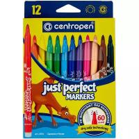 Фломастеры Centropen 12 цветов "Just Perfect", смываемые, устойчивы к высыханию, 2510/12KK, 7 2510 1285