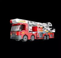 Конструктор Qman Mine City-Fire Rescue Series Пожарная машина с подъемной платформой, 686 дет