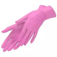 Перчатки нитриловые одноразовые 100 штук/50 пар, розовые M