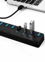 USB 3.0 Hub 7-портовый высокоскоростной / USB-разветвитель / провод 1,2 метра