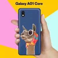 Силиконовый чехол Лама в очках на Samsung Galaxy A01 Core