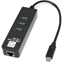 Сетевая карта USB3.1 на RJ-45 5Bites UA3C-45-10BK USB Type C + хаб три USB3.0 порта