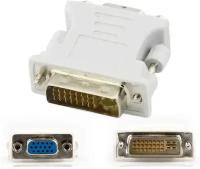 Переходник DVI-I Dual link - VGA / DVI-VGA 29 M / 15 F / Дивиай ВГА / для Подключения к ПК / Компьютеру / Видеокарте / Проектора / Ноутбука / Белый