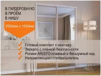 Двери для гардеробных и шкафов купе, зеркальные, в проём 2550х1550мм. Комплект 2шт