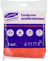 Салфетка хозяйственная Luscan Professional (30х30см) микрофибра, 300 г/кв.м, красная, 3шт