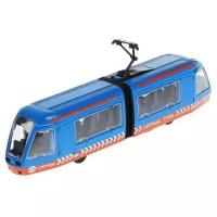 Трамвай с резиновой гармошкой 19см Технопарк, металл. инерц. свет+звук, открыв. Двери