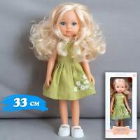 Кукла 33 см Little Milly в светло-зеленом платье с длинными волосами, реалистичная куколка на шарнирах со съемной одеждой