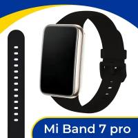 Силиконовый ремешок для фитнес-трекера Xiaomi Mi Band 7 Pro / Спортивный сменный браслет на смарт часы Сяоми Ми Бэнд 7 Про / Черный