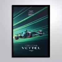 Постер в раме/Болид Формула 1 f1 ASTON MARTIN SEBASTIAN VETTEL