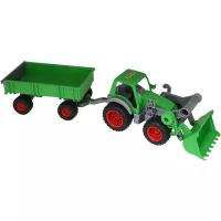 Трактор Wader с прицепом Фермер-техник (8817), 7 см, зеленый