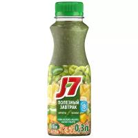 Продукт питьевой J7 Полезный Завтрак из яблок, бананов, ананасов, манго с ржаными хлопьями и киви, 300мл