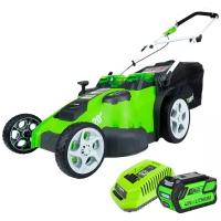 Аккумуляторная газонокосилка Greenworks 2500207vb G40LM49DBK4, 4 А·ч, с АКБ и ЗУ, 49 см