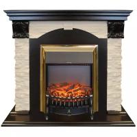 Электрический электрический камин RealFlame Dublin Lux + Fobos 16 кВт 103.5 см 97.5 см 42.5 см темный орех/черный-золотой 25 м²