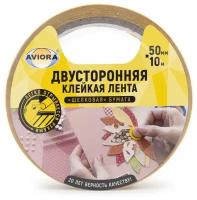 Двусторонняя клейкая лента 50 мм x 10 м ШБ белый, AVIORA