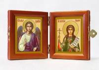 Складень именной "Мученица Христина Тирская - Ангел Хранитель", из двух икон 8*9,5 см