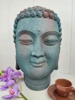 Голова Будды, интерьерная фигура, Старый камень, 44х31х22 см