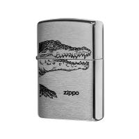 Оригинальная бензиновая зажигалка ZIPPO 200 Alligator с покрытием Brushed Chrome - Крокодил