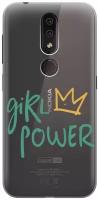 Силиконовый чехол на Nokia 4.2, Нокиа 4.2 с 3D принтом "Girl Power!" прозрачный