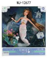 Кукла ABtoys Emily Русалочка (светлое платье, темный хвост), аксессуары, 30см