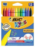 BIC Мелки пластиковые bic plastidecor, 12 цветов, ультрапрочные, круглые, картонная упаковка, подвес, 945764