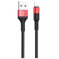 Кабель HOCO X26 Xpress charging data cable for USB - Lightning 1M, 2.4А, black&red