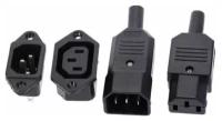 Разъем питания компьютерный IEC 320 C14 (3-Pin 220В) GSMIN RTS-03, 4шт (Черный)