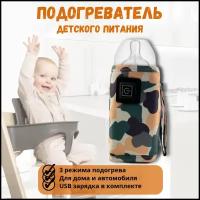 Подогреватель портативный USB для детских бутылочек/для смеси и воды/в машину/на прогулку/Розовый