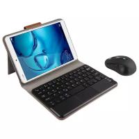 Клавиатура MyPads дляHuawei MediaPad T3 8.0 LTE (KOB-L09/ W09) съемная беспроводная Bluetooth в комплекте c кожаным чехлом и пластиковыми наклейками с русскими буквами