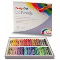 Пастель масляная художественная PENTEL "Oil Pastels", 36 цветов, круглое сечение, картонная упаковка, PHN4-36