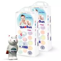 Подгузники-трусики YOKOSUN, размер XL (12-20 кг), 38 шт. Х 2 шт, Игрушка для ванной котик Йоко в подарок