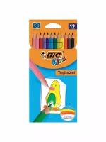 Карандаши цветные BIC "Tropicolors", 12 цветов, пластиковые