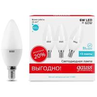 Светодиодная лампа GAUSS LED Elementary Candle 6W E14 4100K (3шт.)