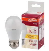 Лампа светодиодная OSRAM LED Star, 806лм, 9Вт, 2700К, теплый свет, Цоколь E27, шар, 1 шт