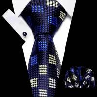 Мужской галстук, синий в разноцветный ромб, широкий, 8см тройка