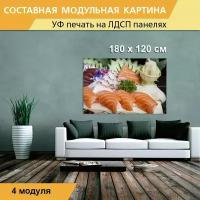 Модульная картина "Японская еда, суши, японский" для интерьера на ЛДСП плите, 180х120 см