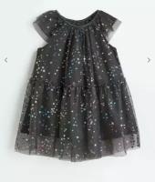 Платье из фатина H&M для девочек, темно-серое с блёстками, размер 98 (2-3 года)