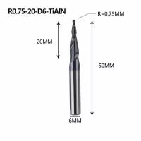 Dreanique конусная фреза по дереву (R0.75 L20 d6 покрытие TiAlN) P2BC-R0.75-20-H6 39847