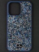 Чехол Swarovski для iphone 14 Pro Max чехол сваровски на айфон 14 Про Макс Голубое серебро