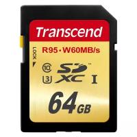 Карта памяти/ Transcend 64GB SDXC Class 10 UHS-I U3 V30 R95, W60MB/s