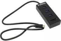 Orient Контроллер JK-331, USB 3.0 HUB 3 Ports + SD microSD CardReader