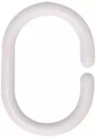 Кольцо шторное овальное 46*28мм/58*40мм для карнизов для ванных комнат, пластик, 15 шт (белый)