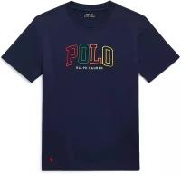 Футболка POLO RALPH LAUREN М подростковая темно-синяя с цветным лого на груди