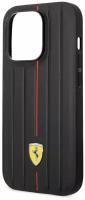 Ferrari для iPhone 14 Pro чехол Leather Embossed stripes Hard Black, шт