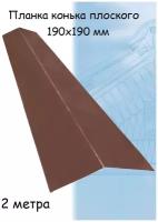 Планка конька плоского 1 штука для кровли 2м (190х190 мм) конёк на крышу коричневый (RAL 8017)