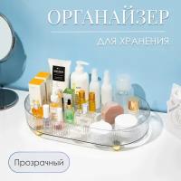 CLOX organizer / Овальный поднос подставка на золотых ножках, прозрачный 6403TR