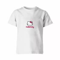 Детская футболка «hello kitty, хелло китти, женские, детские, кот» (116, белый)