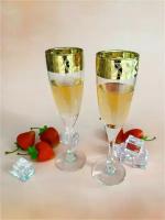 Подарочный набор бокалов/фужеров для шампанского с алмазной гравировкой PROMSIZ модерн, 150 мл, 6 шт