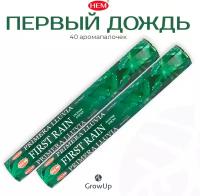 HEM Первый дождь - 2 упаковки по 20 шт - ароматические благовония, палочки, First Rain - аромат древесный, хвойный, свежий - Hexa ХЕМ