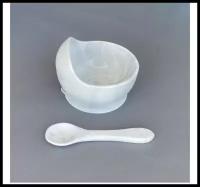 Детская силиконовая тарелка на присоске + ложечка/Набор для кормления/Посуда для кормления